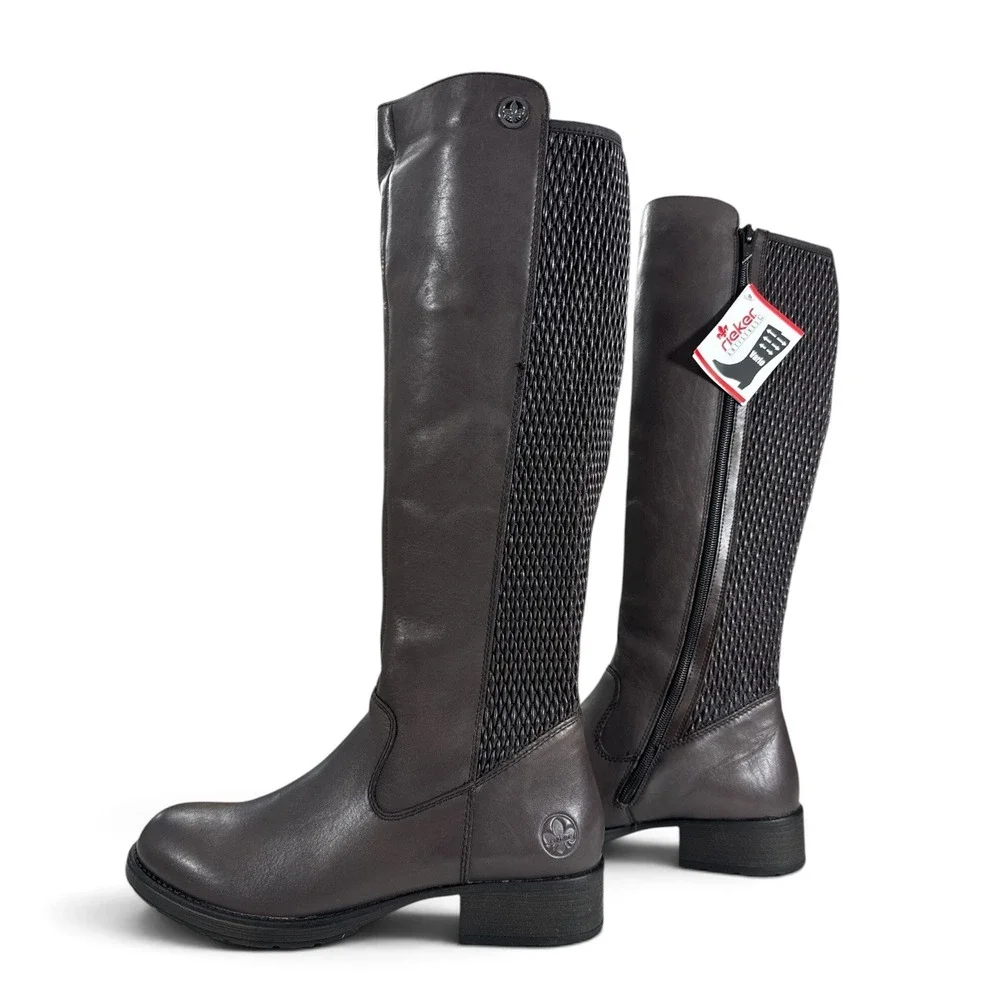 Rieker Antistress Vario Brown Leather Tall Winter Boots EU 42 US 10 NWOB